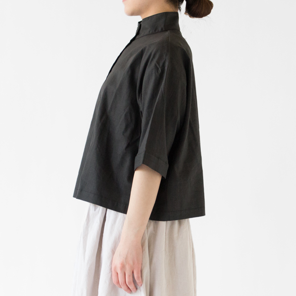 キャンバスSTAND COLLAR シャツ(BLACK)