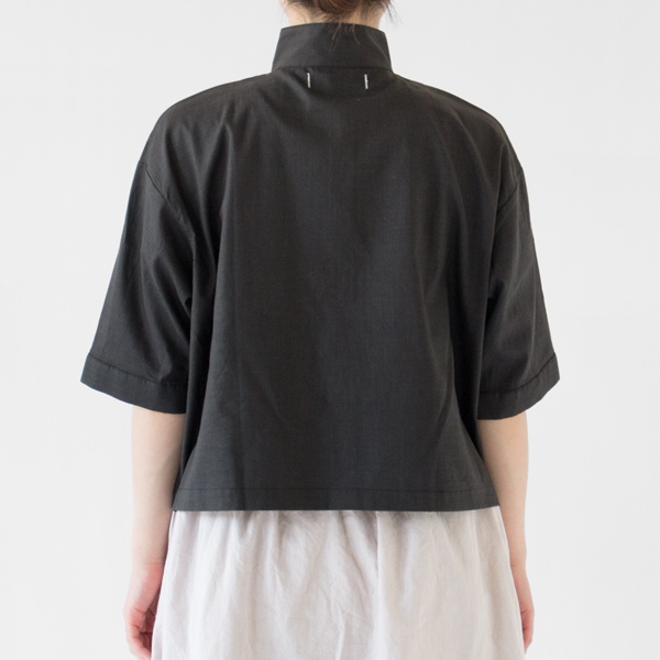 キャンバスSTAND COLLAR シャツ(BLACK)