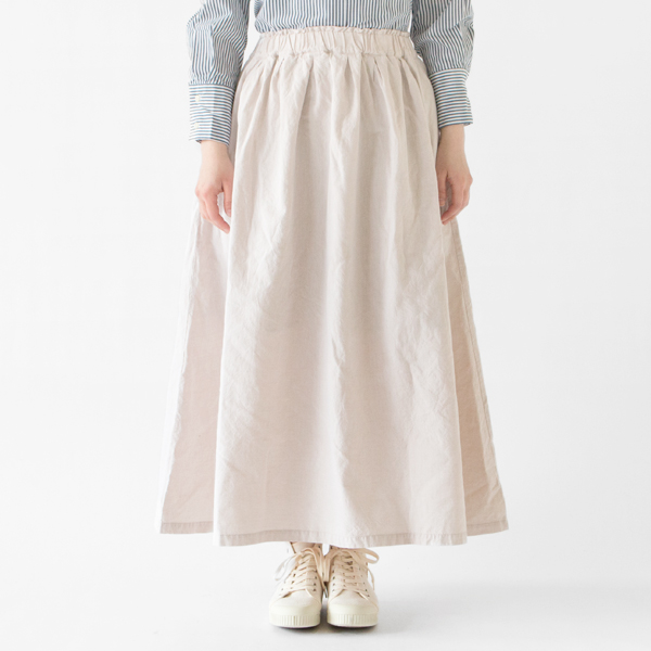 SPREAD コットンギャザースカート(BEIGE)