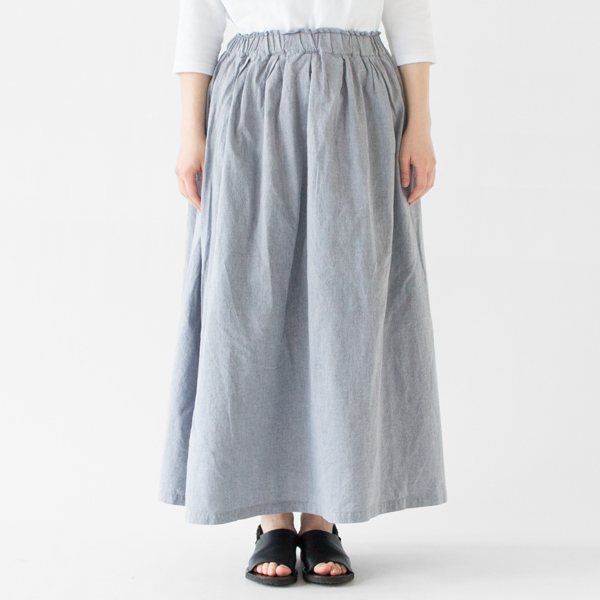 SPREAD コットンギャザースカート(NAVY)