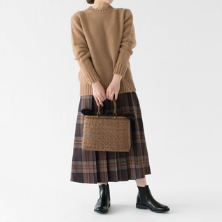 受発注】山ぶどうかごバッグ2分巾 レザーハンドル付き／宮本工芸