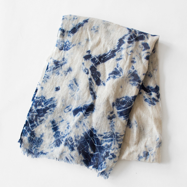 有松絞りリネンショール まだら絞り(BLUE／BEIGE)
