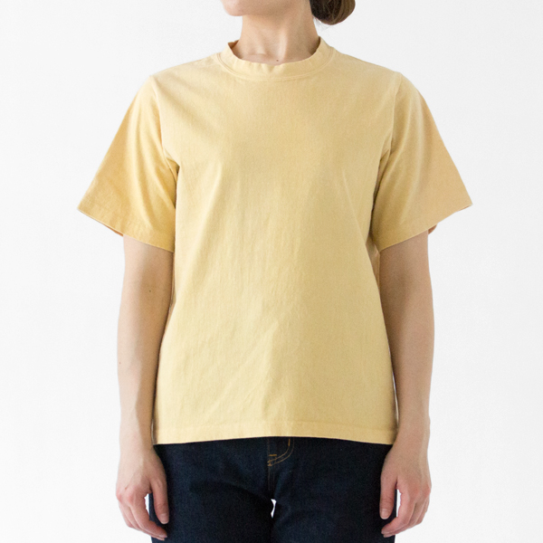 ナチュラルダイ 丸胴クルーネック半袖Tシャツ(ヒマワリ染(YELLOW))