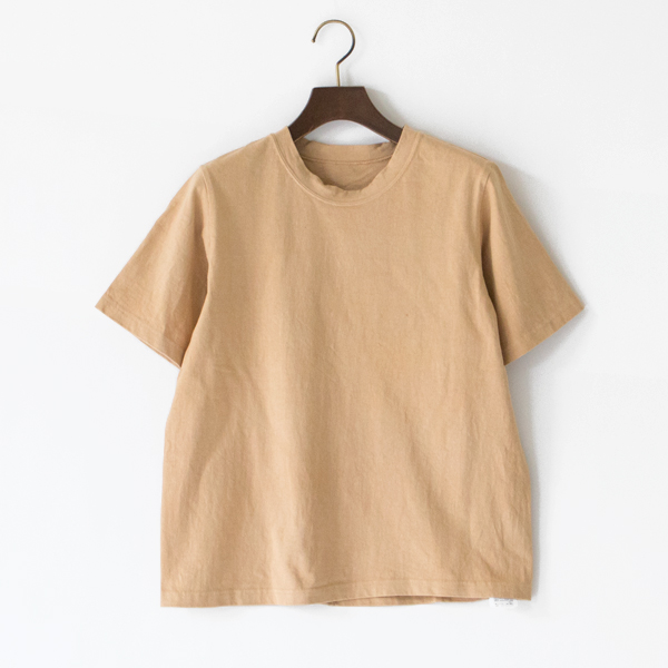 ナチュラルダイ 丸胴クルーネック半袖Tシャツ(栗+屋久杉染(BEIGE))