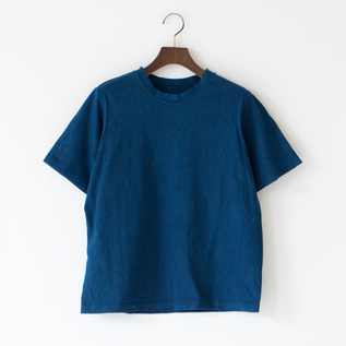 ナチュラルダイ 丸胴クルーネック半袖Tシャツ(藍染(NAVY))