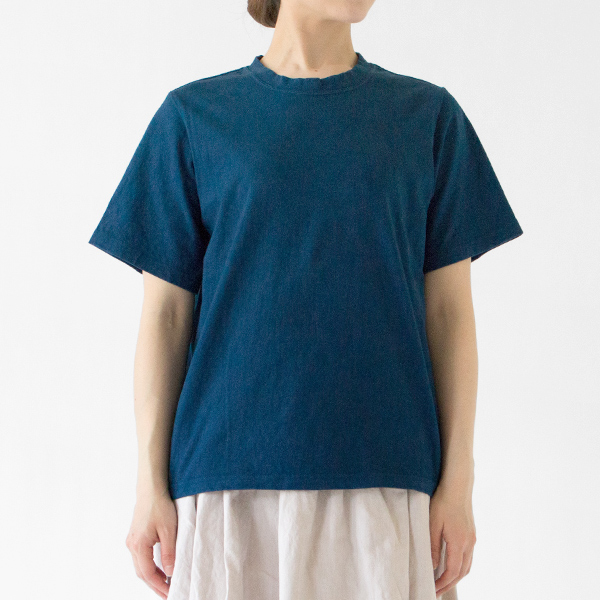 ナチュラルダイ 丸胴クルーネック半袖Tシャツ(藍染(NAVY))