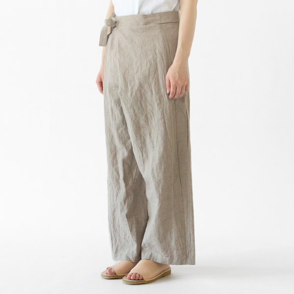 ラミーリネン ラップパンツ(BEIGE、身長：162cm)