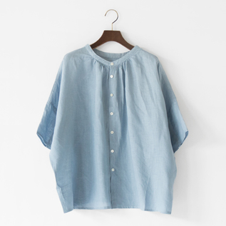 ボタニカルダイ リネン 2WAYブラウス(WATER BLUE) ボタニカルダイ リネン 2WAYブラウス(WATER BLUE)