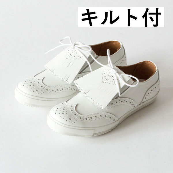 キルト付 39ses amis ウイングチップ スニーカー WHITE