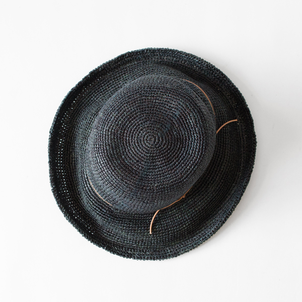 後染めラフィア かぎ編みセーラハット