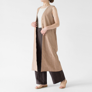 リネンコットンヘリンボーン ロングジレ(BEIGE、身長162cm) リネンコットンヘリンボーン ロングジレ(BEIGE、身長162cm)