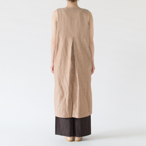 リネンコットンヘリンボーン ロングジレ(BEIGE、身長162cm)
