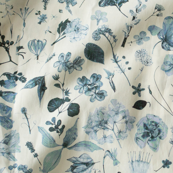 淡い青色で描かれた花々 淡い青色で描かれた花々