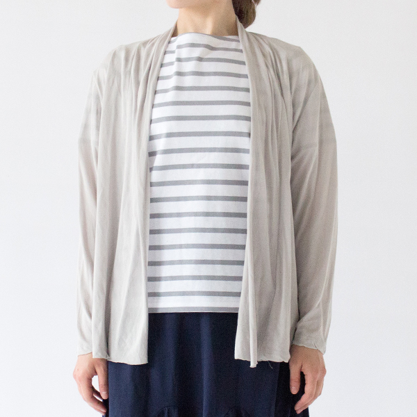 スーピマ強撚天竺パッカブルカーディガン(LIGHT GREY、身長162cm)