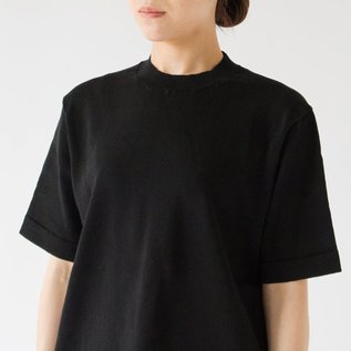 米富 Yonetomi/23ss 定番 コットン 半袖ニット ブラック 2 美品 COTTON SUKASHI 半袖ニットシャツ／YONETOMI NEW BASIC（ヨネトミ