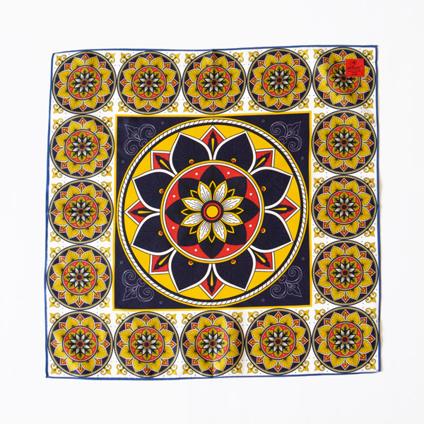 シルクスカーフ E840008/E840009(NAVY×YELLOW)