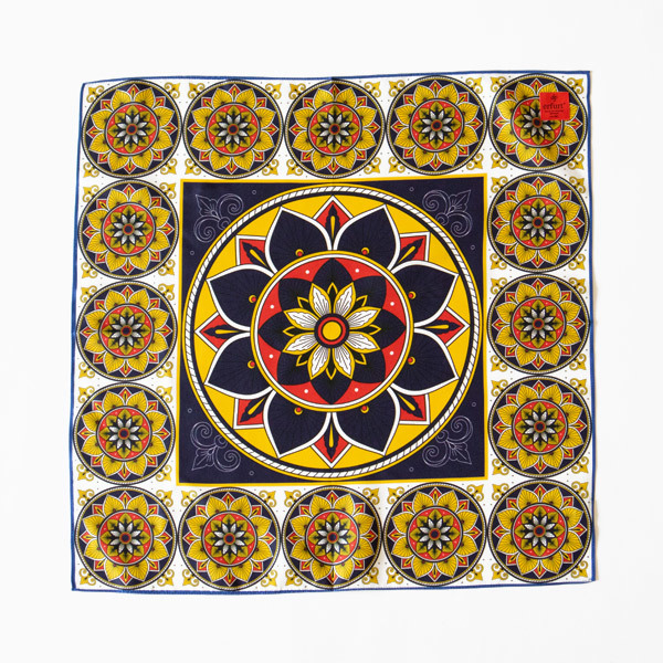 シルクスカーフ E840008/E840009(NAVY×YELLOW)