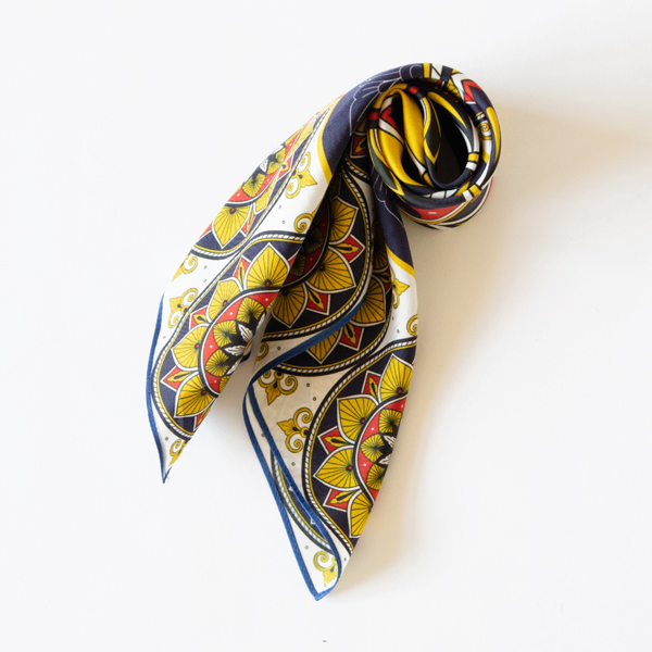 シルクスカーフ E840008/E840009(NAVY×YELLOW)