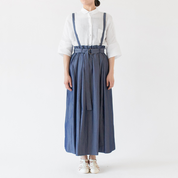 コンパクトギャバ プリーツ吊りスカート(BLUE、身長162cm)