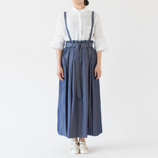 コンパクトギャバ プリーツ吊りスカート(BLUE、身長162cm)