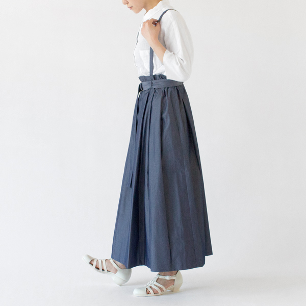 コンパクトギャバ プリーツ吊りスカート(BLUE、身長162cm)