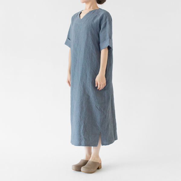 遠州灘リネン カフタンワンピース(LIGHT BLUE、身長162cm)