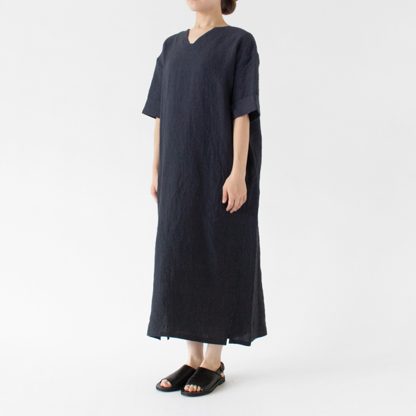 遠州灘リネン カフタンワンピース(NAVY、身長162cm)