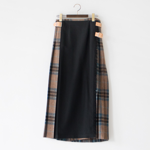 別注 TWEED KILT LONG (91cm) BLACK&CONOR PASS