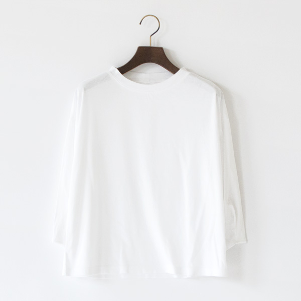 アシャオーガニックコットン 七分袖タックTシャツ(WHITE)