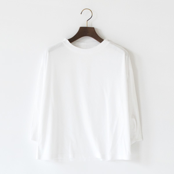 アシャオーガニックコットン 七分袖タックTシャツ(WHITE)