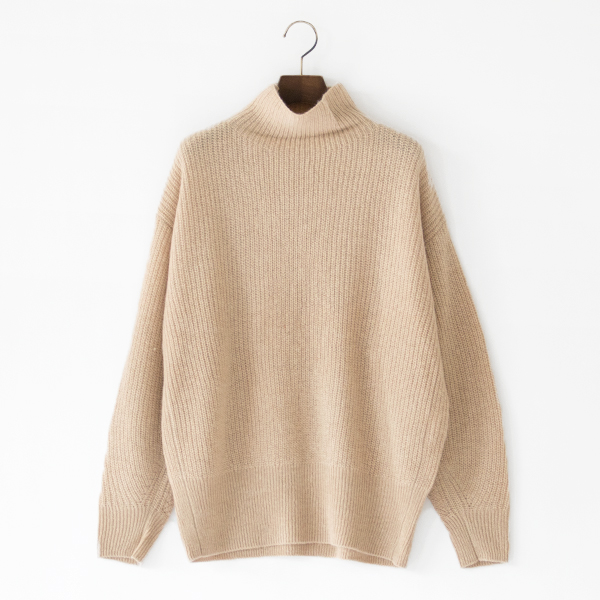 ロイヤルアルパカ ハイネックニットプルオーバー(BEIGE)