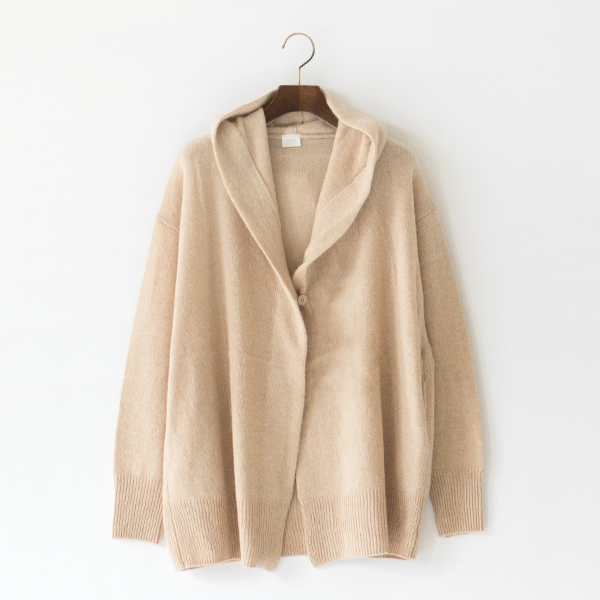 ロイヤルアルパカ フードニットカーディガン(BEIGE)