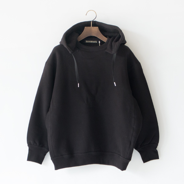 後付けルーズフィットパーカー(BLACK)
