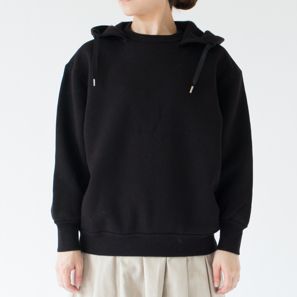 後付けルーズフィットパーカー(BLACK、身長162cm)