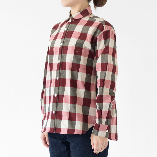コットンブロックチェック 長袖シャツ(RED、身長162cm)