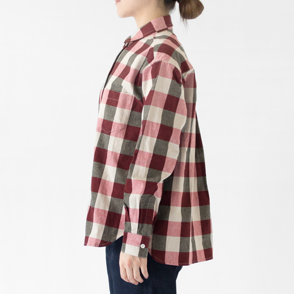 コットンブロックチェック 長袖シャツ(RED、身長162cm)