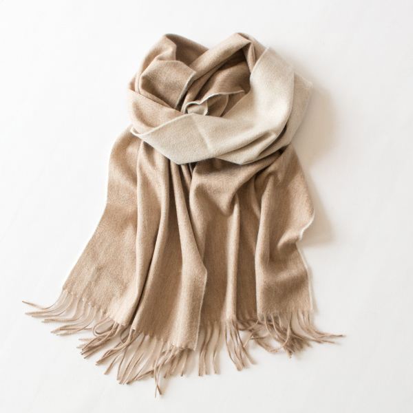 カシミヤマフラー Arran Semi (Stone×White Reversible)