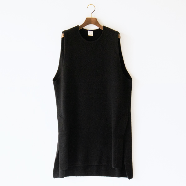 エクストラファインウール ロングニットベスト(BLACK)
