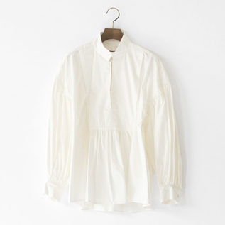 コットンシルク スタンドカラープルオーバーボサムシャツ(WHITE) コットンシルク スタンドカラープルオーバーボサムシャツ(WHITE)