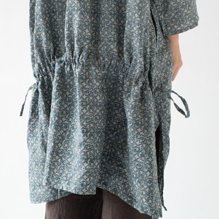 美品✨Vlas Blomme ヴラスブラム リネンシャツワンピース ツル花プリントリネン 前開きシャツワンピース／Vlas Blomme