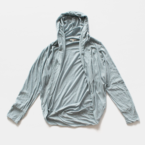 コットンシルクソフト天竺 フードボレロ(BLUE GRAY)