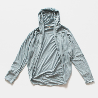コットンシルクソフト天竺 フードボレロ(BLUE GRAY) コットンシルクソフト天竺 フードボレロ(BLUE GRAY)