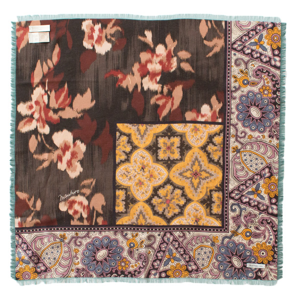 MANTERO リサイクルシルクスカーフ (70×70)(BROWN)
