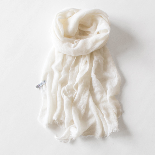 先染めカシミヤストール(WHITE)