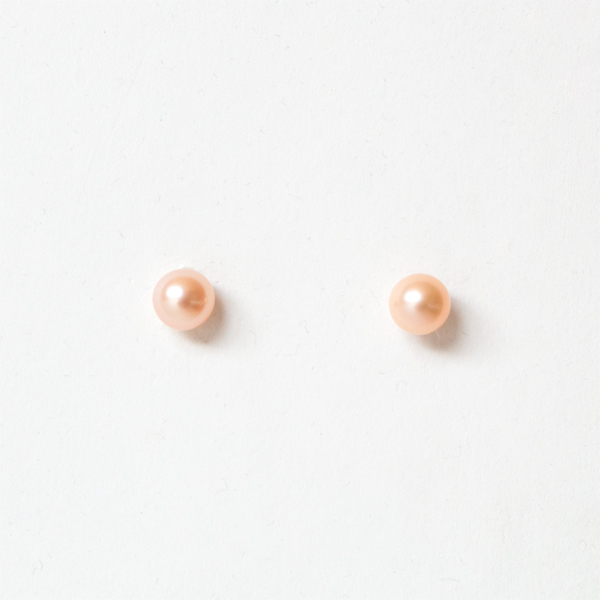 キャッチレスピアス パール（ピンク 6.5-7mm）