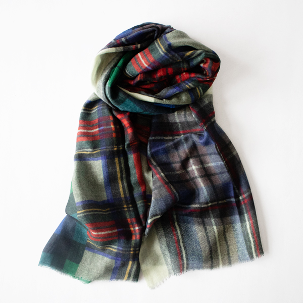 パッチワーク ウールストール 6061W(GREEN)