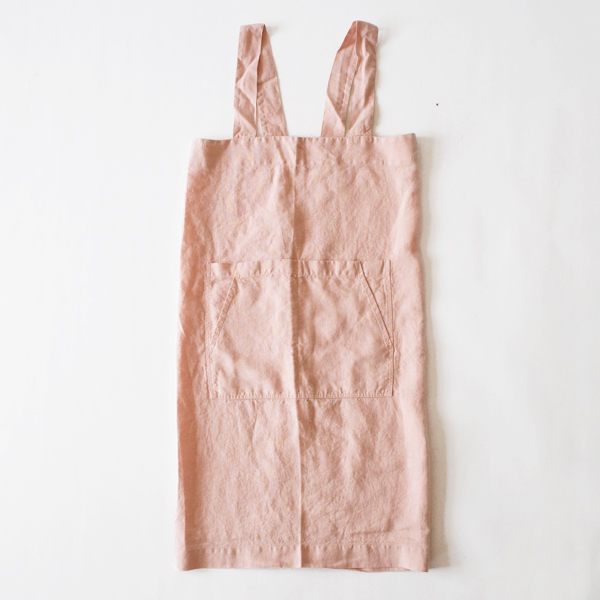 リネンエプロン Pinafore apron MISTY ROSE