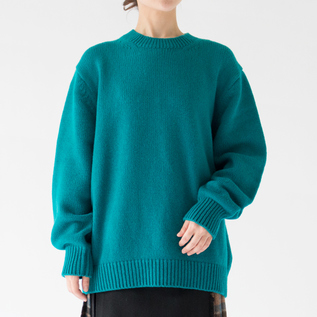 ソフトラムウール ニット BLUE／YONETOMI NEW BASIC（ヨネトミ