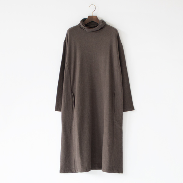 コットンリネンカシミヤ ハイネックワンピース(G.OLIVE)