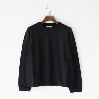 カシミヤウールクルーネックセーター(BLACK)